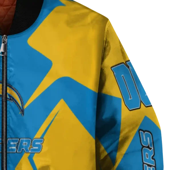 custom los angeles chargers spider mark blue gold crocs bomber jacket premium grade