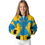 custom los angeles chargers spider mark blue gold crocs bomber jacket best selling