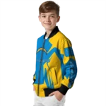 custom los angeles chargers spider mark blue gold crocs bomber jacket best selling