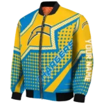 custom los angeles chargers star burst blue bomber jacket best selling