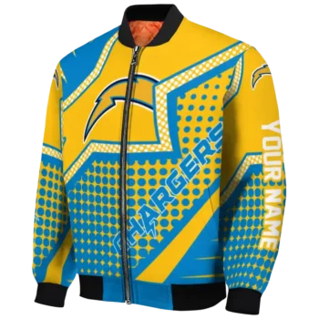 custom los angeles chargers star burst blue bomber jacket best selling
