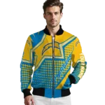 custom los angeles chargers star burst blue bomber jacket best selling