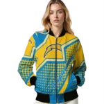 custom los angeles chargers star burst blue bomber jacket best selling