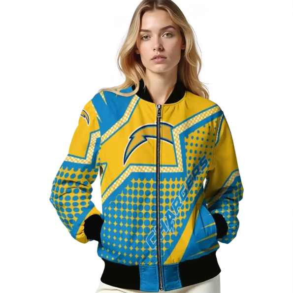 custom los angeles chargers star burst blue bomber jacket latest model