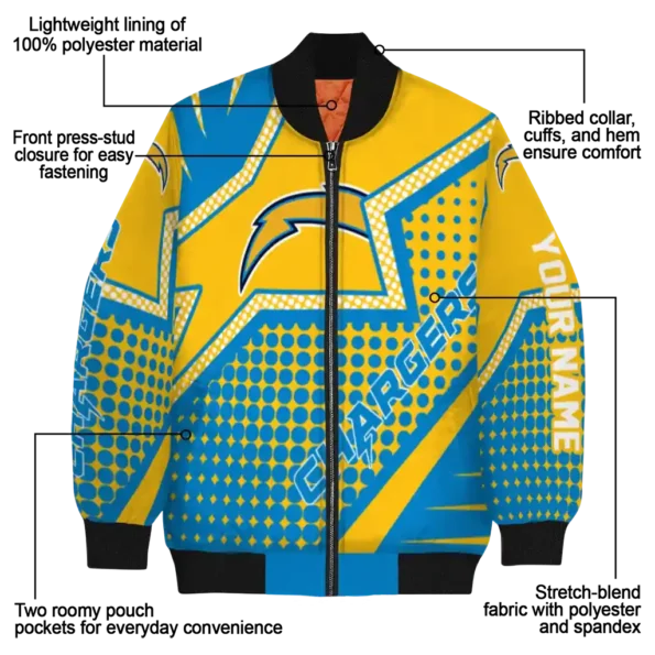 custom los angeles chargers star burst blue bomber jacket new arrival