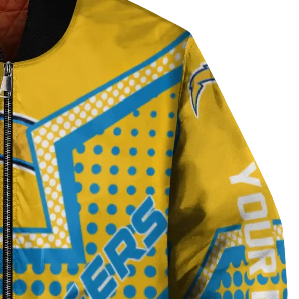custom los angeles chargers star burst blue bomber jacket premium grade