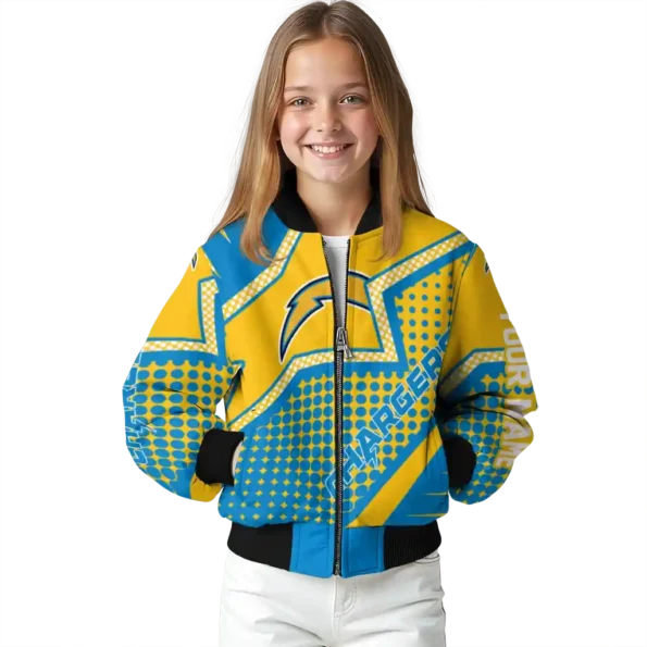 custom los angeles chargers star burst blue bomber jacket top rated
