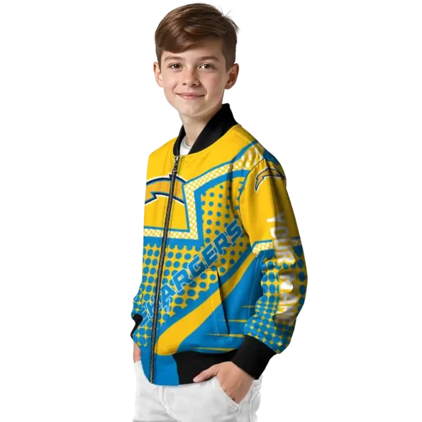custom los angeles chargers star burst blue bomber jacket trendy