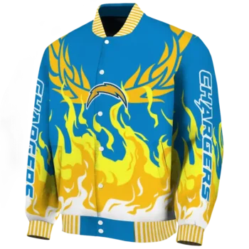 custom los angeles chargers winged blaze blue white varsity jacket best selling