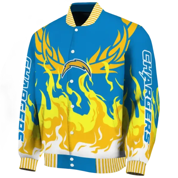 custom los angeles chargers winged blaze blue white varsity jacket best selling