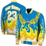 custom los angeles chargers winged blaze blue white varsity jacket best selling