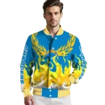 custom los angeles chargers winged blaze blue white varsity jacket best selling