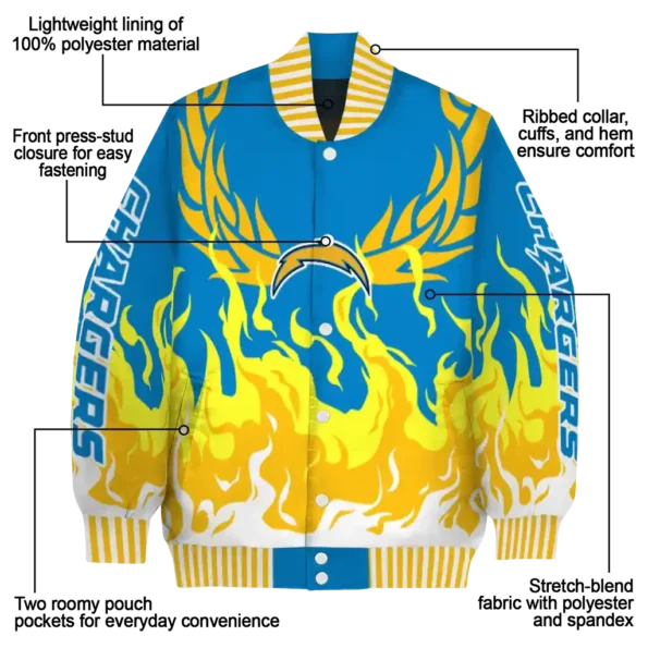 custom los angeles chargers winged blaze blue white varsity jacket new arrival