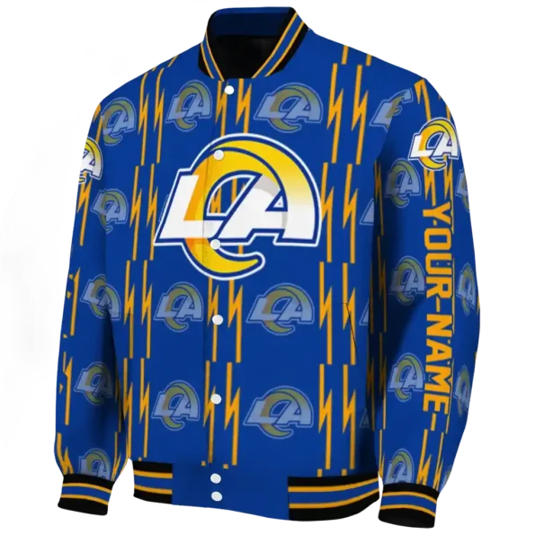 custom los angeles rams bolt stripe blue varsity jacket best selling