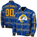 custom los angeles rams bolt stripe blue varsity jacket best selling