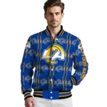 custom los angeles rams bolt stripe blue varsity jacket best selling