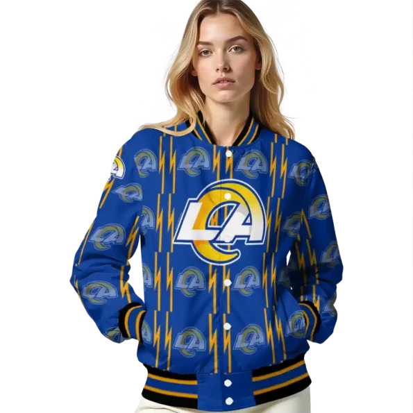 custom los angeles rams bolt stripe blue varsity jacket latest model