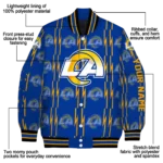 custom los angeles rams bolt stripe blue varsity jacket best selling