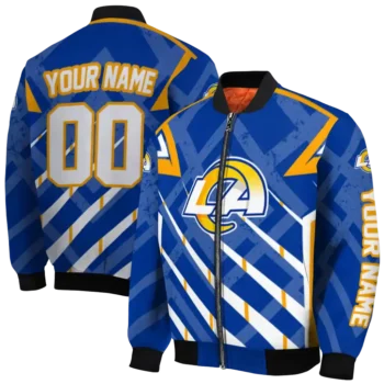custom los angeles rams chevron angles blue bomber jacket fashion forward