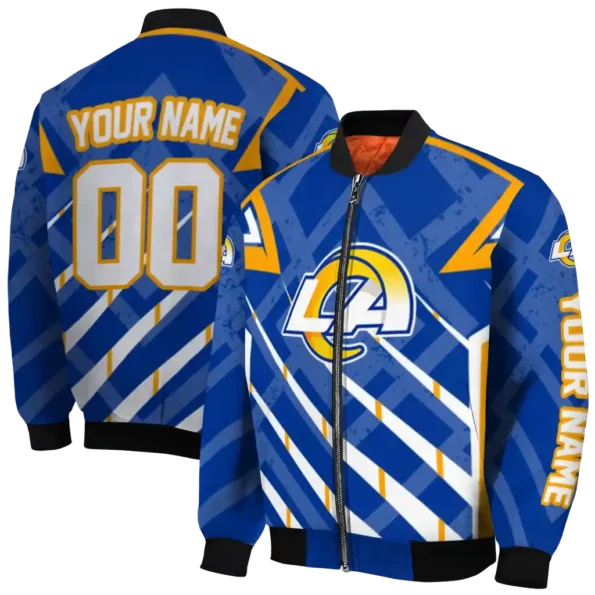 custom los angeles rams chevron angles blue bomber jacket fashion forward