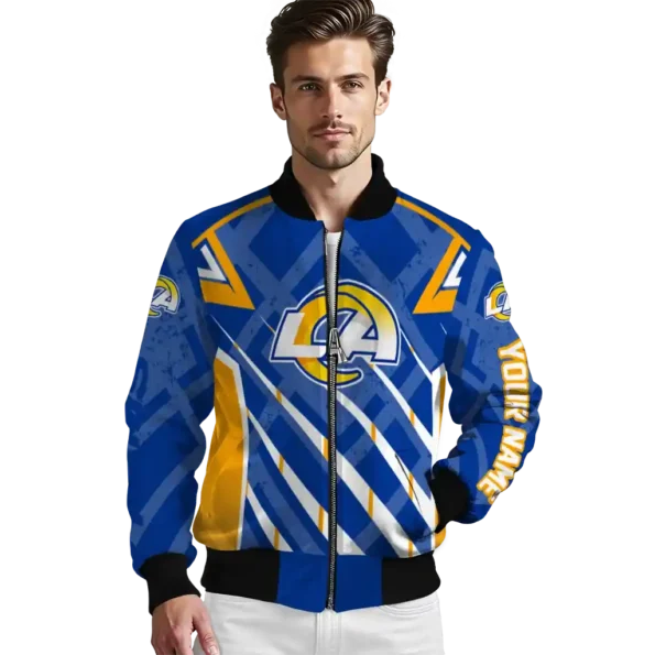 custom los angeles rams chevron angles blue bomber jacket high quality