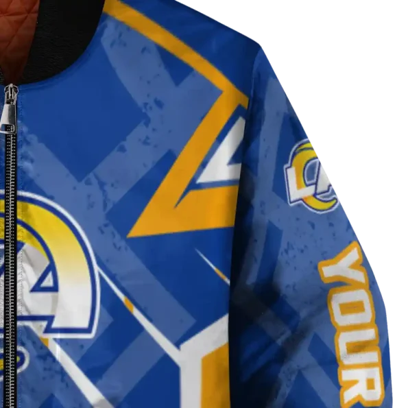 custom los angeles rams chevron angles blue bomber jacket premium grade