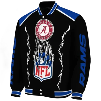 custom los angeles rams claw blood blue black varsity jacket best selling