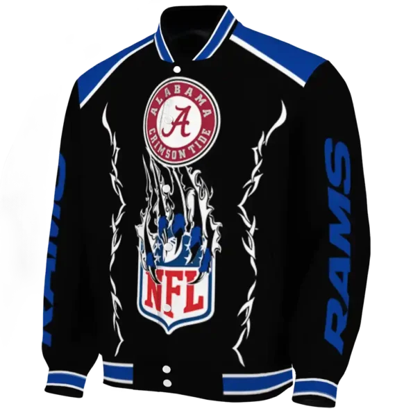 custom los angeles rams claw blood blue black varsity jacket best selling