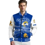 custom los angeles rams ferris arena blue white varsity jacket best selling