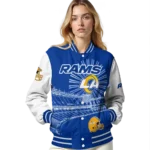 custom los angeles rams ferris arena blue white varsity jacket best selling