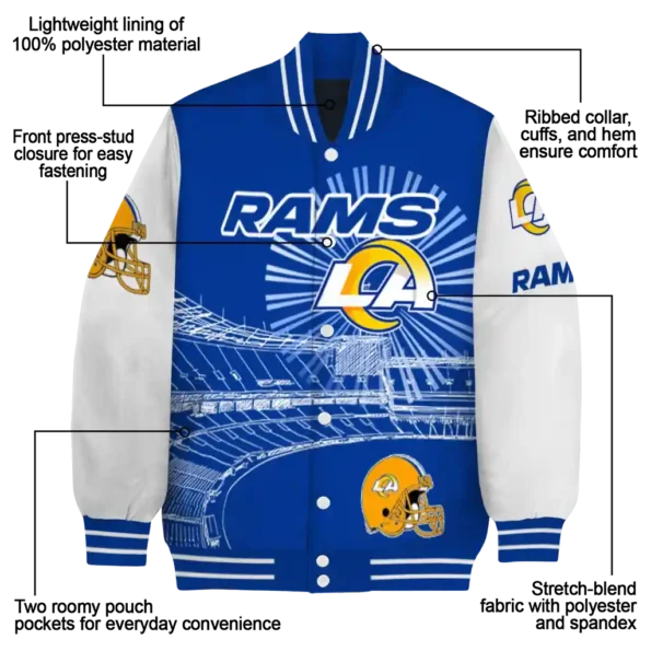 custom los angeles rams ferris arena blue white varsity jacket new arrival