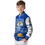 custom los angeles rams ferris arena blue white varsity jacket best selling