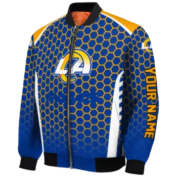 custom los angeles rams hexagon grid blue bomber jacket best selling