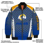 custom los angeles rams hexagon grid blue bomber jacket best selling