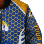 custom los angeles rams hexagon grid blue bomber jacket best selling