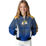 custom los angeles rams hexagon grid blue bomber jacket best selling
