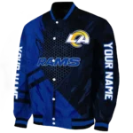 custom los angeles rams hexagon mesh blue black varsity jacket best selling