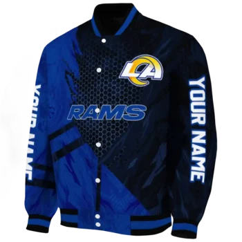 custom los angeles rams hexagon mesh blue black varsity jacket best selling