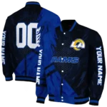 custom los angeles rams hexagon mesh blue black varsity jacket best selling