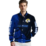 custom los angeles rams hexagon mesh blue black varsity jacket best selling