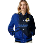 custom los angeles rams hexagon mesh blue black varsity jacket best selling