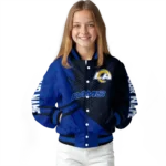 custom los angeles rams hexagon mesh blue black varsity jacket best selling