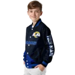 custom los angeles rams hexagon mesh blue black varsity jacket best selling