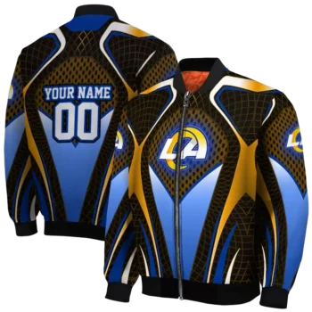 custom los angeles rams mesh chest orange crocs black bomber jacket fashion forward