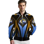 custom los angeles rams mesh chest orange crocs black bomber jacket best selling