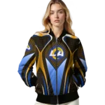 custom los angeles rams mesh chest orange crocs black bomber jacket best selling
