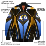 custom los angeles rams mesh chest orange crocs black bomber jacket best selling