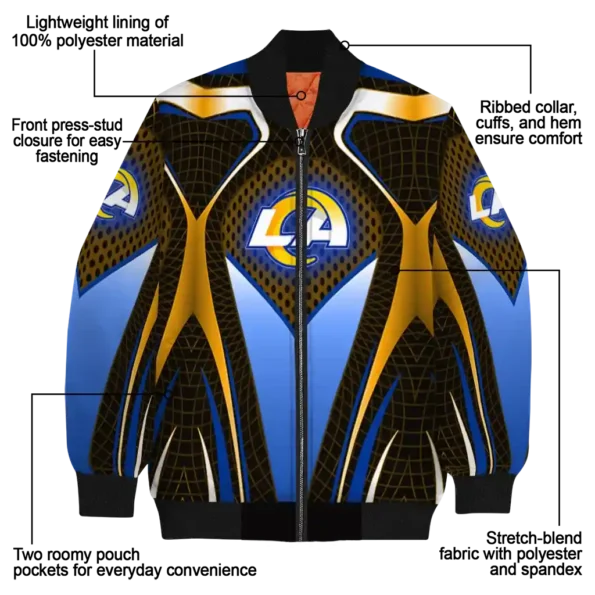 custom los angeles rams mesh chest orange crocs black bomber jacket new arrival