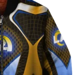 custom los angeles rams mesh chest orange crocs black bomber jacket best selling