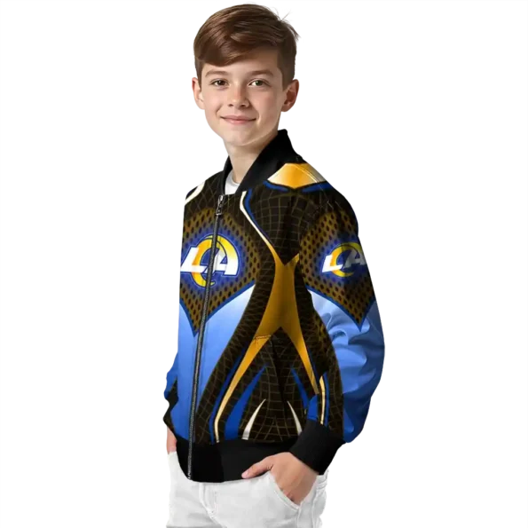 custom los angeles rams mesh chest orange crocs black bomber jacket trendy
